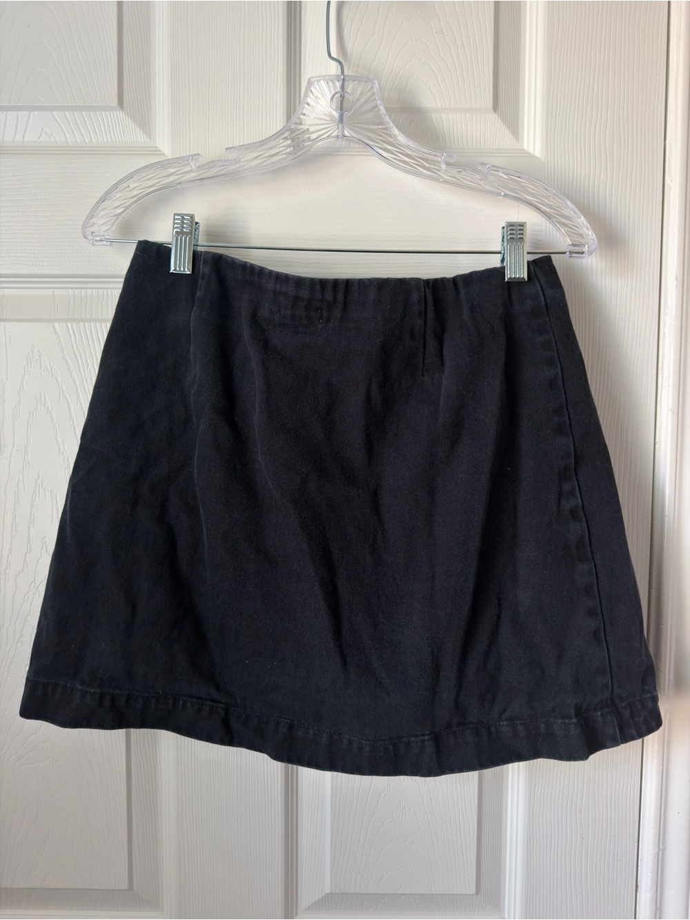 BDG Urban Outfitters Black Wrap Mini Skirt Button Front Cotton Size Large - Picture 3 of 8